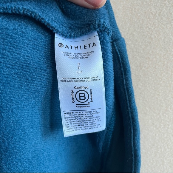 Athleta COZY KARMA MOCK NECK DRESS Teal size Small - Picture 16 of 16